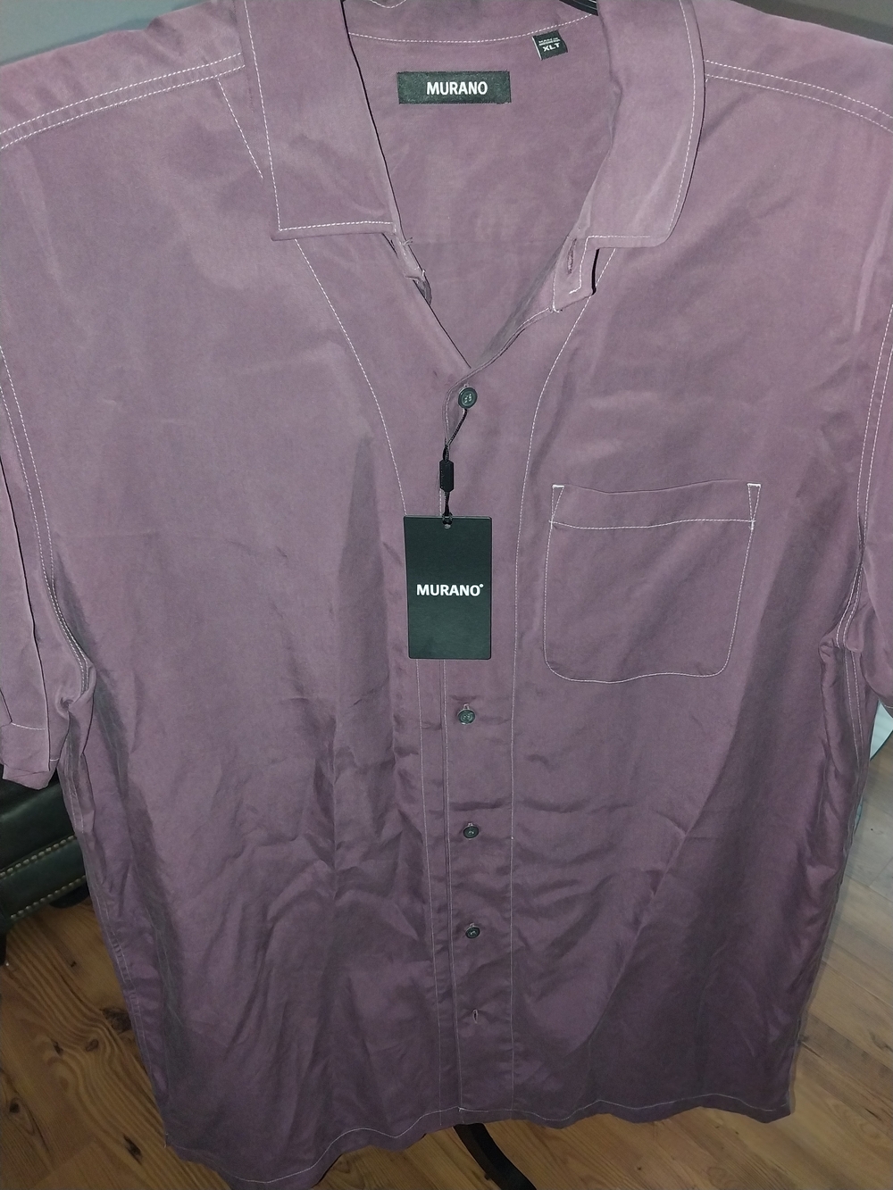Murano Men's Short-Sleeve Button-Down Shirt in Mauve